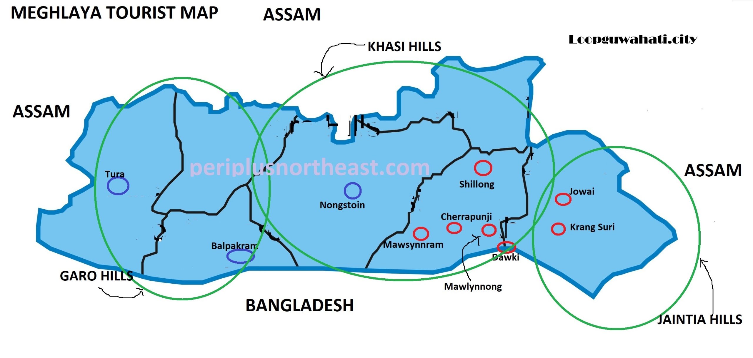 Meghalaya tourist map